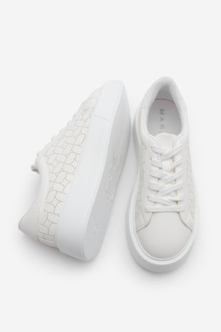 Kadın Sneaker Kalın Taban Desenli Spor Ayakkabı Linay - Beyaz