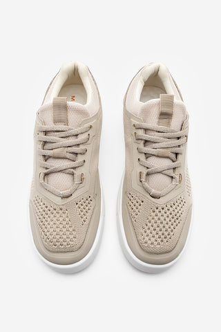 Kadın Sneaker Örgü Triko Koşu Ve Yürüyüş Spor Ayakkabı Norge - Bej