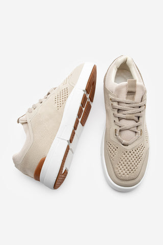 Kadın Sneaker Örgü Triko Koşu Ve Yürüyüş Spor Ayakkabı Norge - Bej