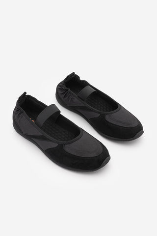Kadın Sneaker Bantlı Günlük Spor Babet Sneaker Ronda - Siyah Süet