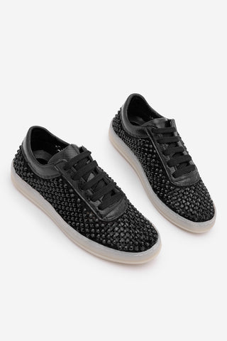 Kadın Sneaker Taşlı Fileli Spor Ayakkabı Zenisa - Siyah Taş