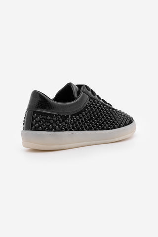Kadın Sneaker Taşlı Fileli Spor Ayakkabı Zenisa - Siyah Taş