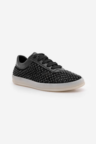 Kadın Sneaker Taşlı Fileli Spor Ayakkabı Zenisa - Siyah Taş