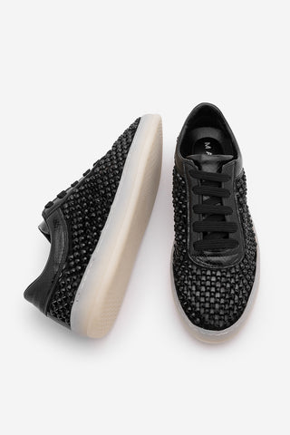 Kadın Sneaker Taşlı Fileli Spor Ayakkabı Zenisa - Siyah Taş