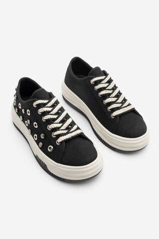 Kadın Sneaker Troklu Zımbalı Spor Ayakkabı Viben - Siyah