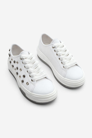 Kadın Sneaker Troklu Zımbalı Spor Ayakkabı Viben - Beyaz