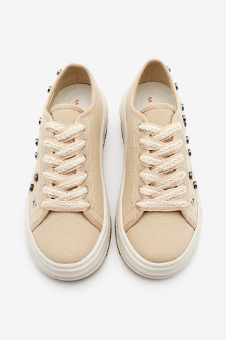 Kadın Sneaker Troklu Zımbalı Spor Ayakkabı Viben - Bej