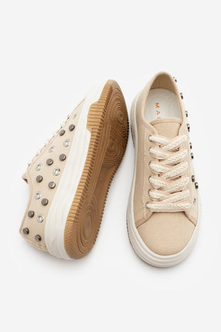 Kadın Sneaker Troklu Zımbalı Spor Ayakkabı Viben - Bej