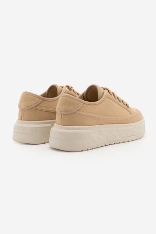 Kadın Sneaker Kalın Ultra Hafif Taban Spor Ayakkabı Ergu - Camel Keten