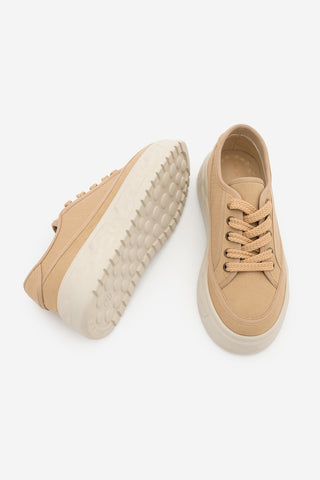 Kadın Sneaker Kalın Ultra Hafif Taban Spor Ayakkabı Ergu - Camel Keten