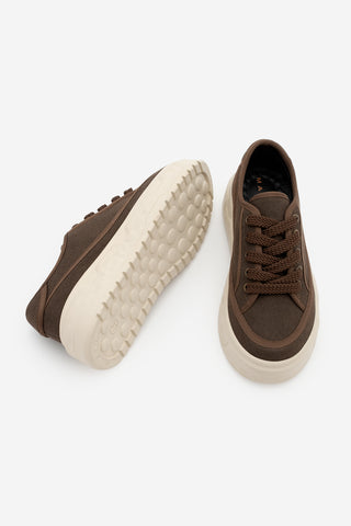 Kadın Sneaker Kalın Ultra Hafif Taban Spor Ayakkabı Ergu - Kahve Keten
