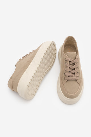 Kadın Sneaker Kalın Ultra Hafif Taban Spor Ayakkabı Ergu - Vizon Keten