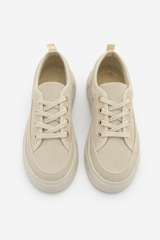 Kadın Sneaker Kalın Taban Spor Ayakkabı Tosge - Bej Süet