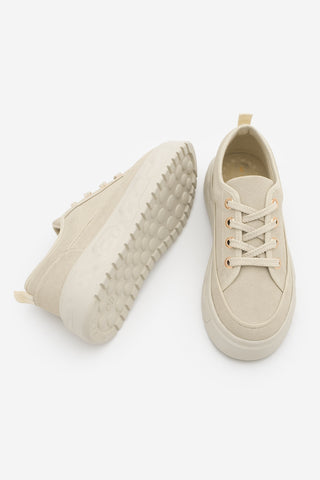 Kadın Sneaker Kalın Taban Spor Ayakkabı Tosge - Bej Süet
