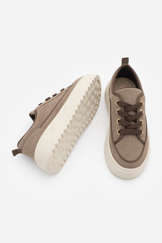 Kadın Sneaker Kalın Taban Spor Ayakkabı Tosge - Kahve Süet