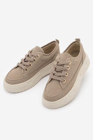 Kadın Sneaker Kalın Taban Spor Ayakkabı Tosge - Vizon Süet