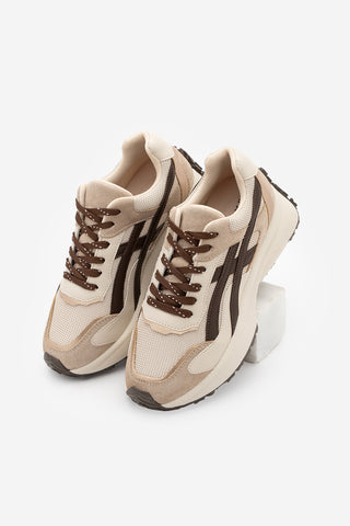 Kadın Sneaker Kalın Taban Sneaker Spor Ayakkabı Ribaga - Kahve