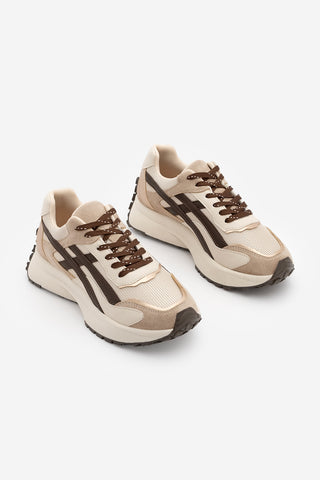 Kadın Sneaker Kalın Taban Sneaker Spor Ayakkabı Ribaga - Kahve