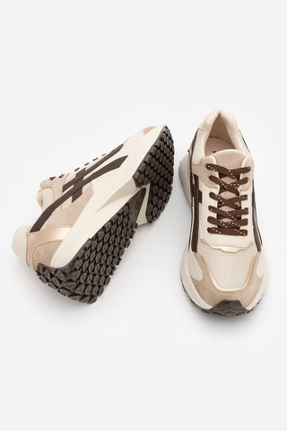 Kadın Sneaker Kalın Taban Sneaker Spor Ayakkabı Ribaga - Kahve