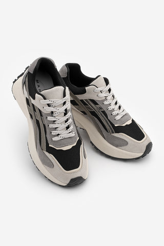 Kadın Sneaker Kalın Taban Sneaker Spor Ayakkabı Ribaga - Siyah