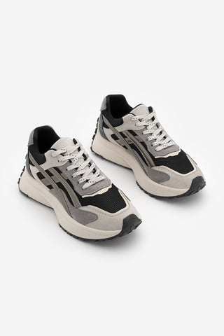 Kadın Sneaker Kalın Taban Sneaker Spor Ayakkabı Ribaga - Siyah