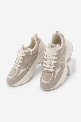 Kadın Sneaker Kalın Taban Spor Ayakkabı Merita - Bej Süet