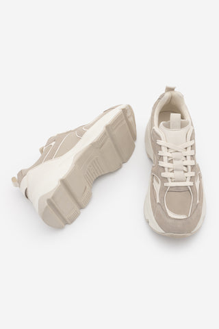 Kadın Sneaker Kalın Taban Spor Ayakkabı Merita - Bej Süet