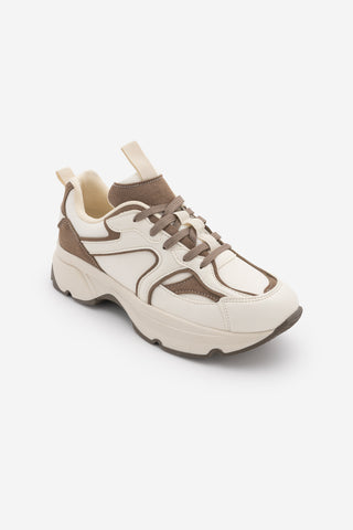 Kadın Sneaker Kalın Taban Spor Ayakkabı Merita - Ekru