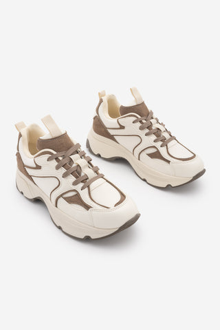 Kadın Sneaker Kalın Taban Spor Ayakkabı Merita - Ekru