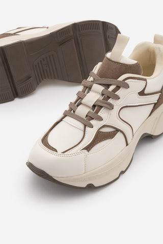 Kadın Sneaker Kalın Taban Spor Ayakkabı Merita - Ekru
