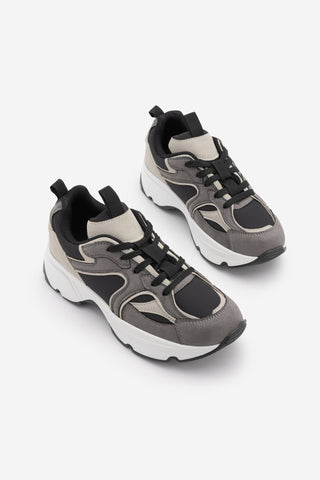Kadın Sneaker Kalın Taban Spor Ayakkabı Merita - Füme Süet