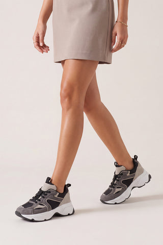 Kadın Sneaker Kalın Taban Spor Ayakkabı Merita - Füme Süet