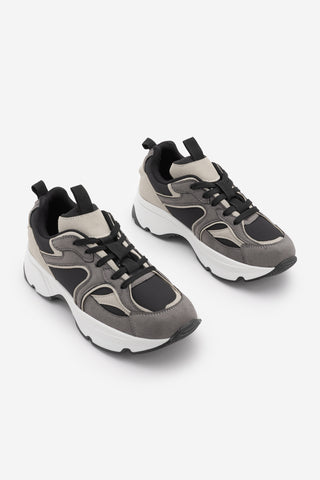 Kadın Sneaker Kalın Taban Spor Ayakkabı Merita - Füme Süet