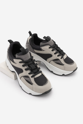 Kadın Sneaker Kalın Taban Spor Ayakkabı Merita - Gri Süet