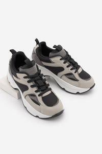 Kadın Sneaker Kalın Taban Spor Ayakkabı Merita - Gri Süet