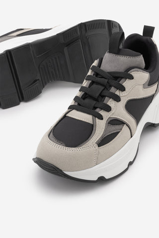 Kadın Sneaker Kalın Taban Spor Ayakkabı Merita - Gri Süet