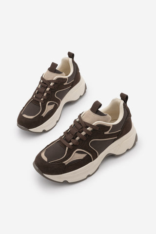 Kadın Sneaker Kalın Taban Spor Ayakkabı Merita - Kahve Süet
