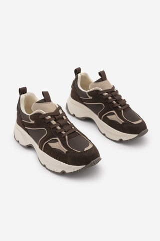 Kadın Sneaker Kalın Taban Spor Ayakkabı Merita - Kahve Süet