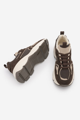Kadın Sneaker Kalın Taban Spor Ayakkabı Merita - Kahve Süet