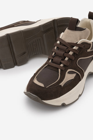 Kadın Sneaker Kalın Taban Spor Ayakkabı Merita - Kahve Süet