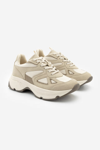 Kadın Sneaker Kalın Taban Spor Ayakkabı Vader - Bej Süet