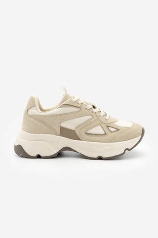 Kadın Sneaker Kalın Taban Spor Ayakkabı Vader - Bej Süet