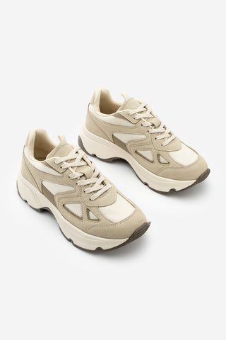 Kadın Sneaker Kalın Taban Spor Ayakkabı Vader - Bej Süet