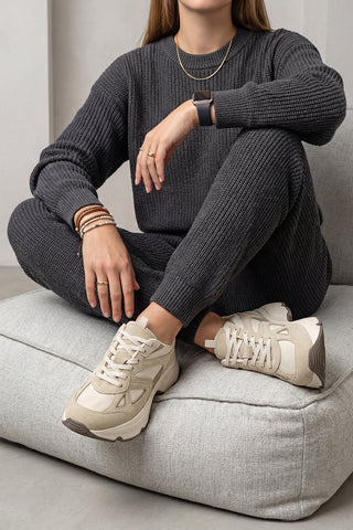 Kadın Sneaker Kalın Taban Spor Ayakkabı Vader - Bej Süet