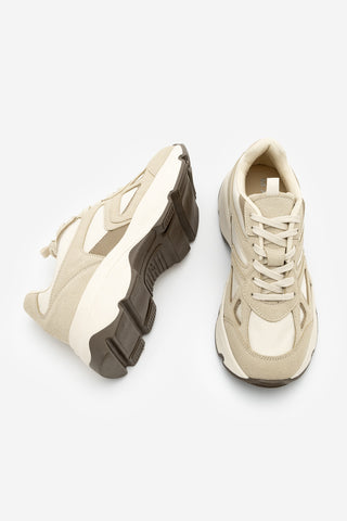Kadın Sneaker Kalın Taban Spor Ayakkabı Vader - Bej Süet