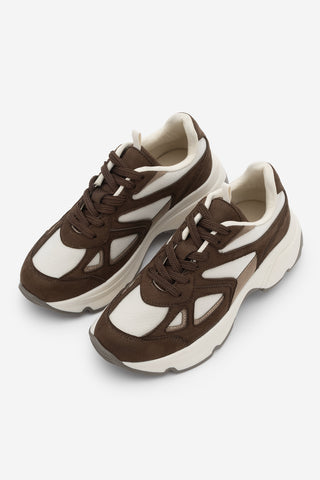 Kadın Sneaker Kalın Taban Spor Ayakkabı Vader - Kahve Süet