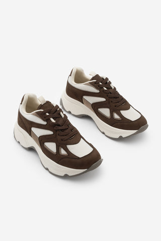 Kadın Sneaker Kalın Taban Spor Ayakkabı Vader - Kahve Süet