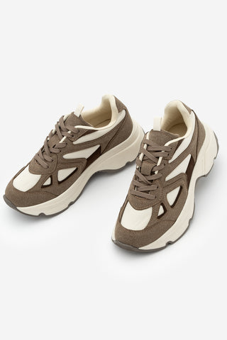 Kadın Sneaker Kalın Taban Spor Ayakkabı Vader - Vizon Süet