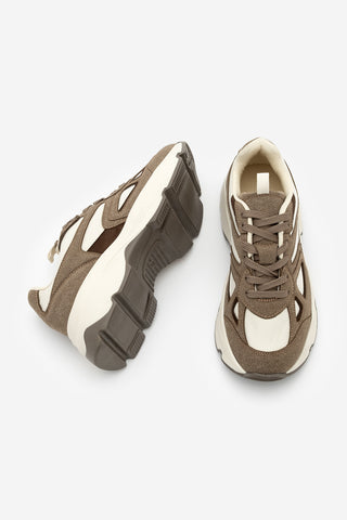 Kadın Sneaker Kalın Taban Spor Ayakkabı Vader - Vizon Süet