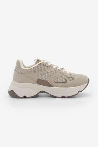 Kadın Sneaker Kalın Taban Spor Ayakkabı Volina - Bej Süet